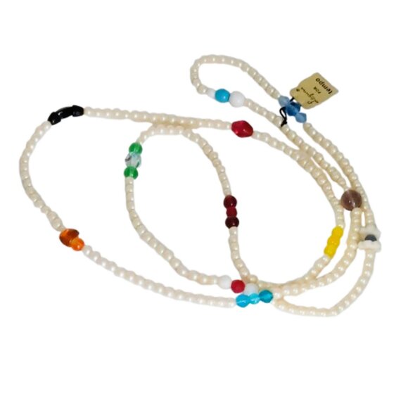 Laguna for Tempo Vtg Bead Necklace 34" Long Pearl & Multicolor Glass Beads - Picture 6 of 12
